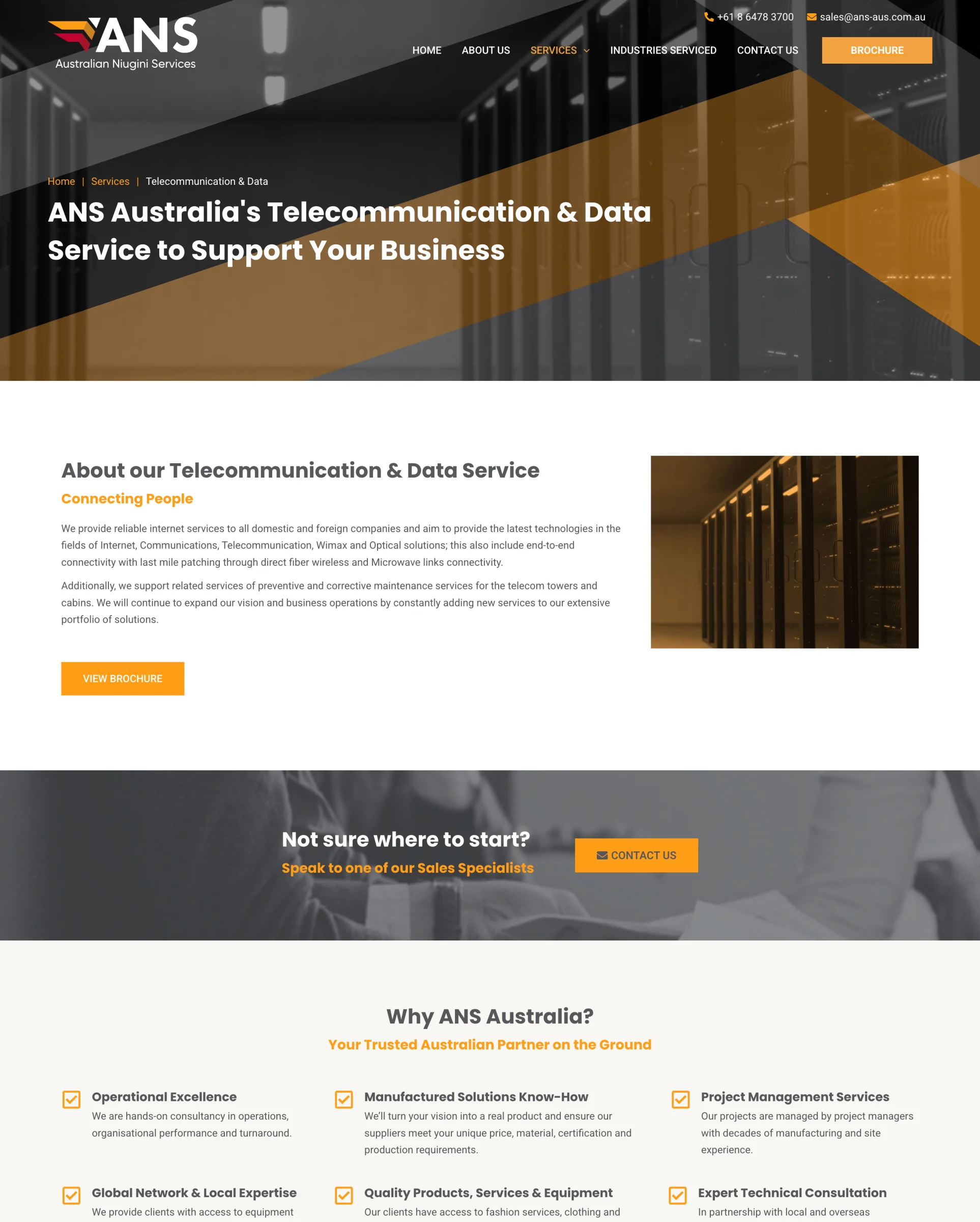 The contact page: offices in Perth, Brisbane, Darwin and Port Moresby.