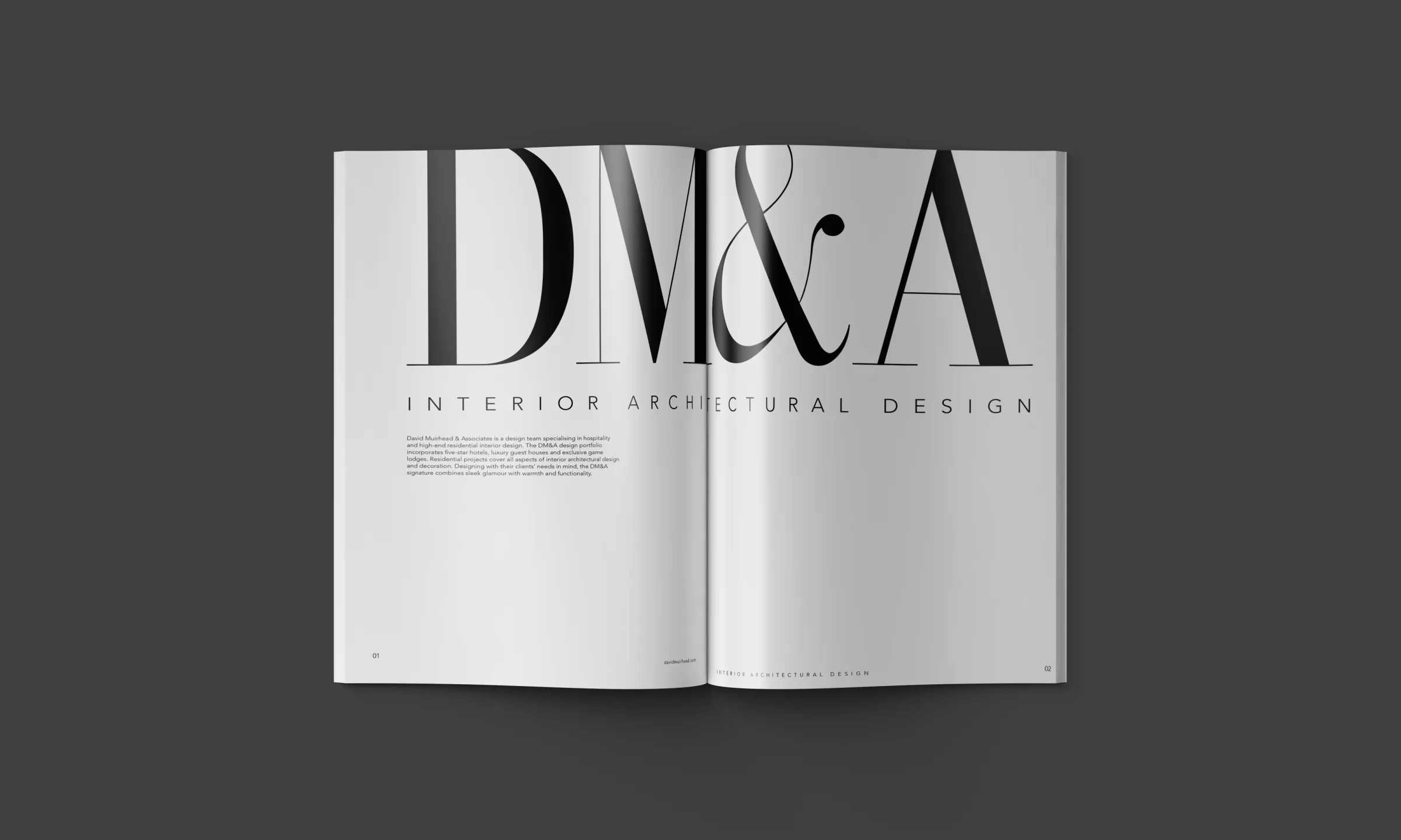 The spread dividing the practice into residential, retail, hospitality and corporate.