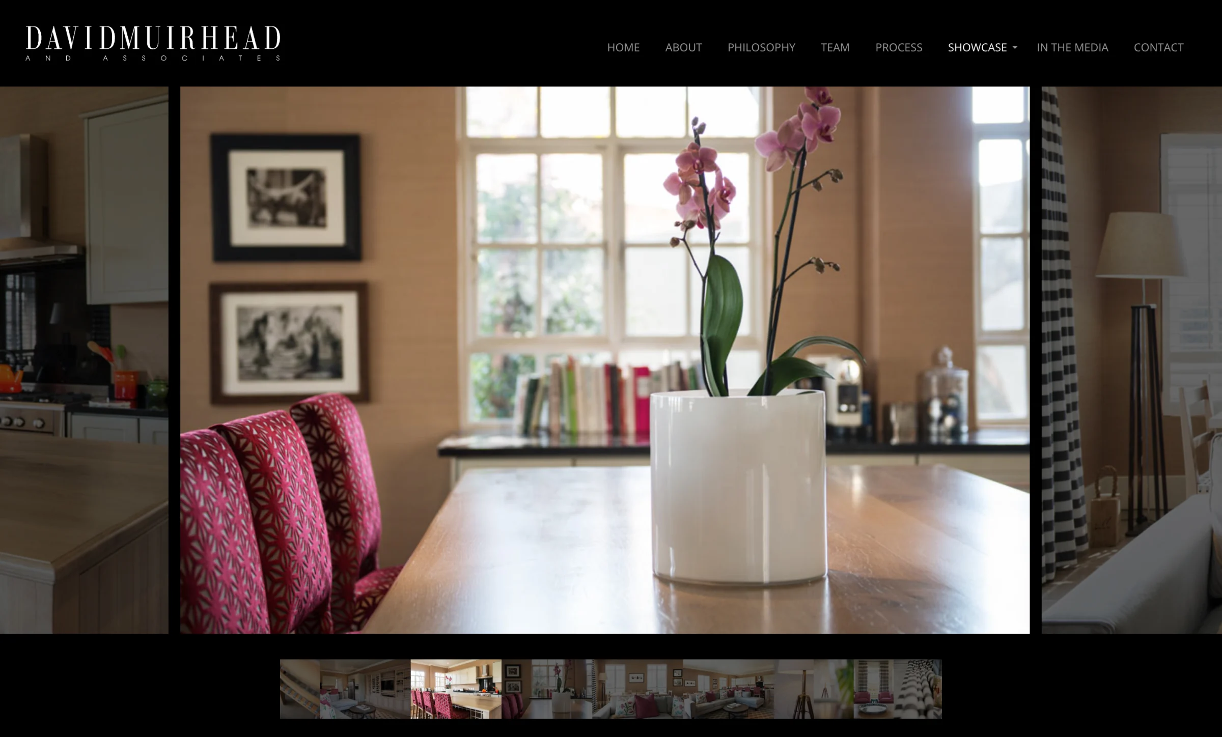 The book’s opening spread: DM&A set large across both pages over Interior Architectural Design.