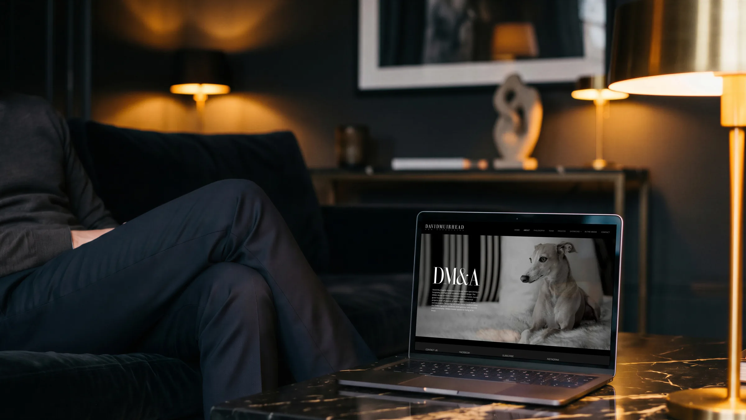 The website’s 54 on Bath page: the hotel’s lobby across the screen, more of its rooms in a strip below.