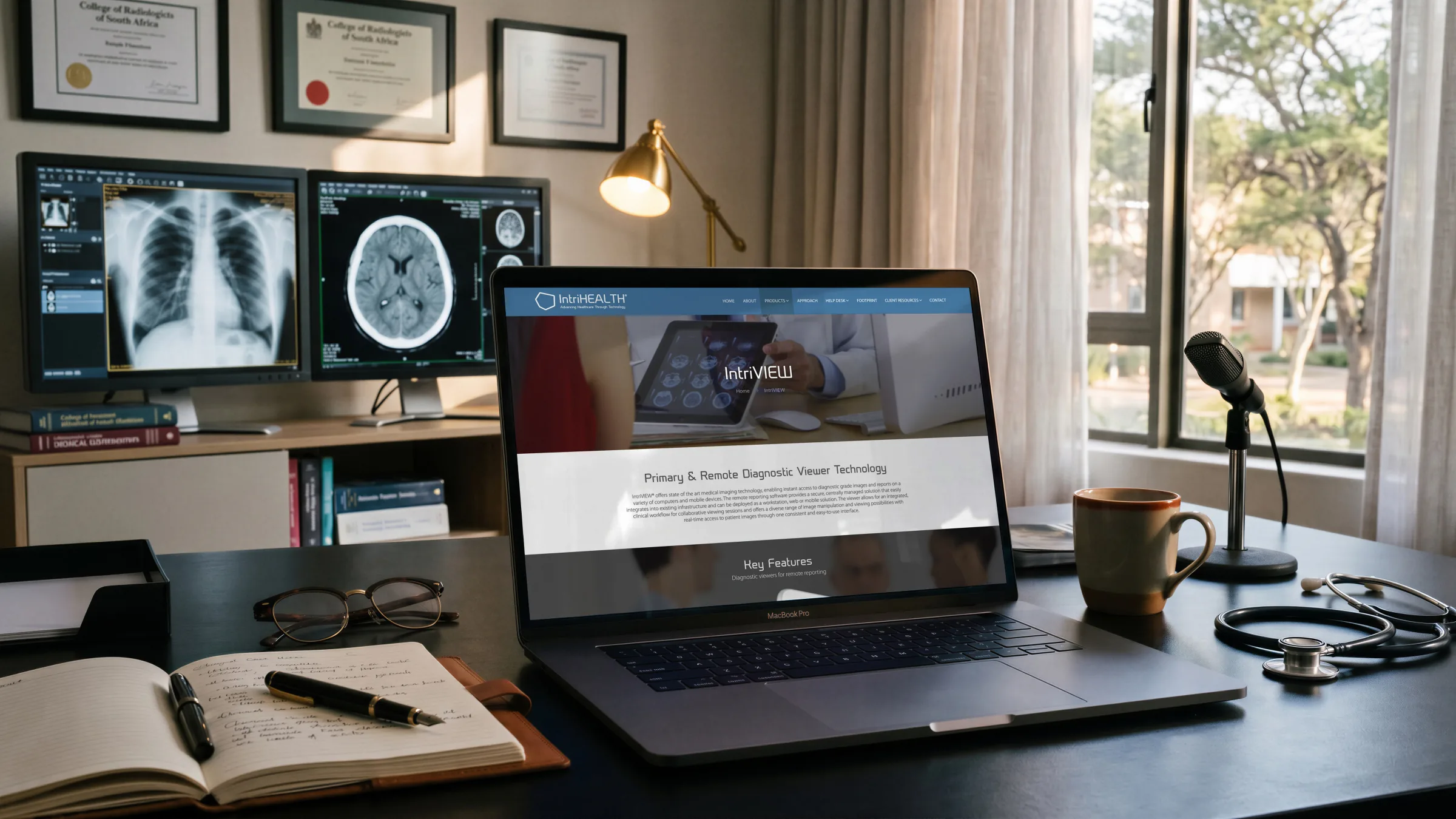 The site on a tablet in a doctor’s hands on a ward.