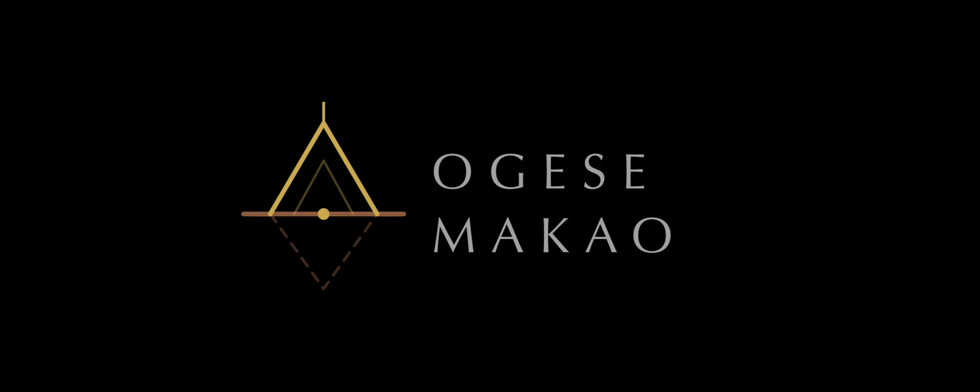 The Ogese Makao mark on black, in gold.