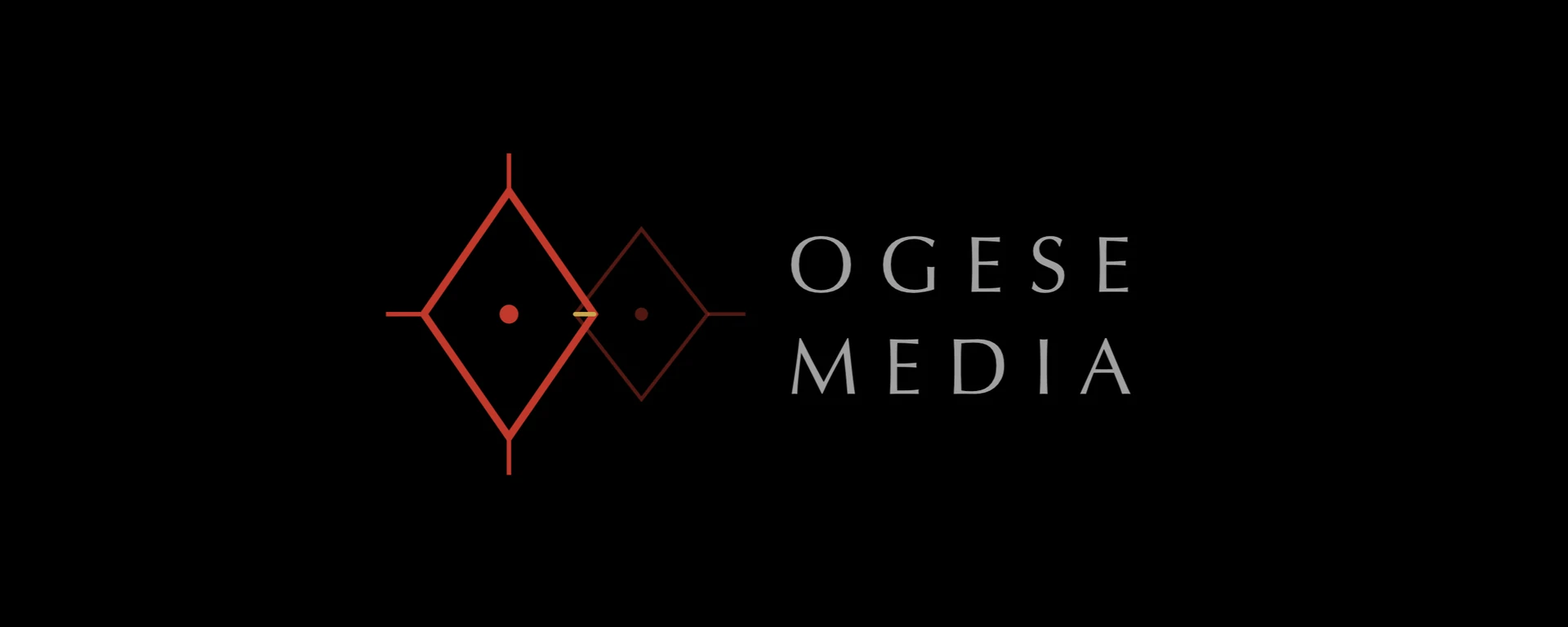 The Ogese Media mark on black, in red.