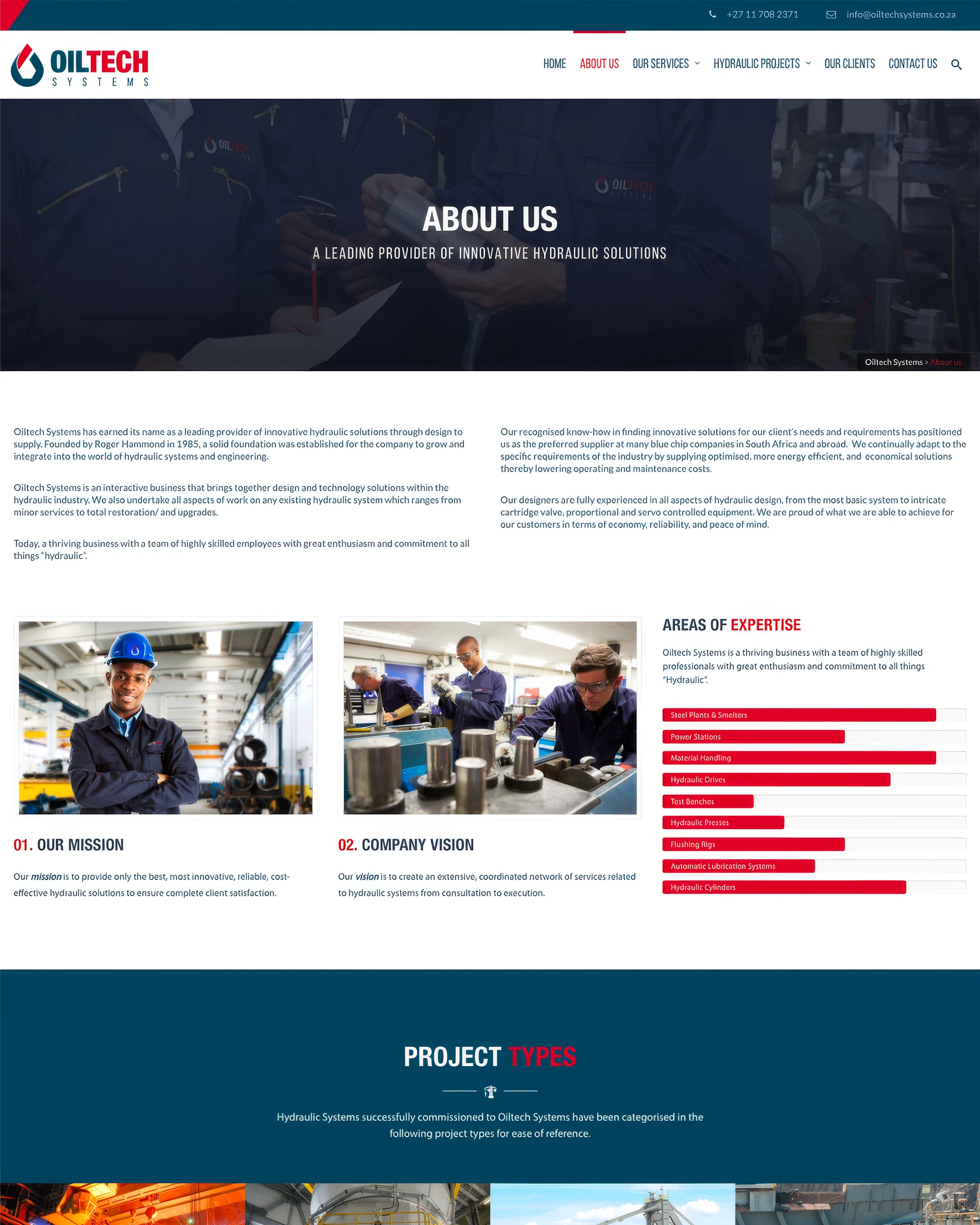 The Services page from its top: four services, the figures in navy, then Our Clients.